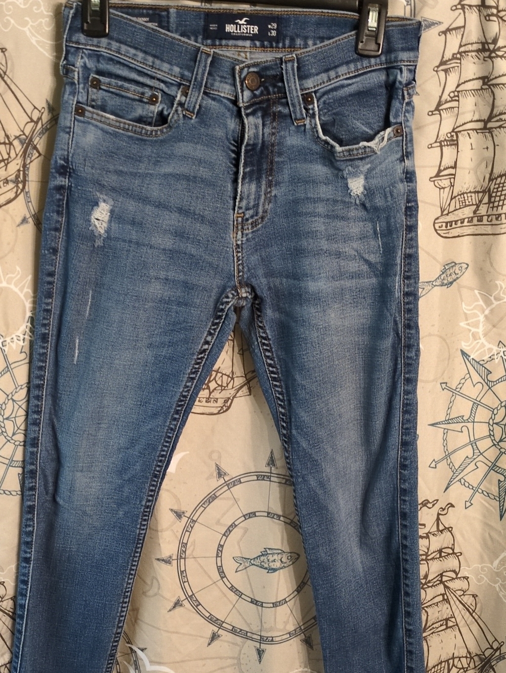 Hollister Medium Blue Distressed Skinny Jeans